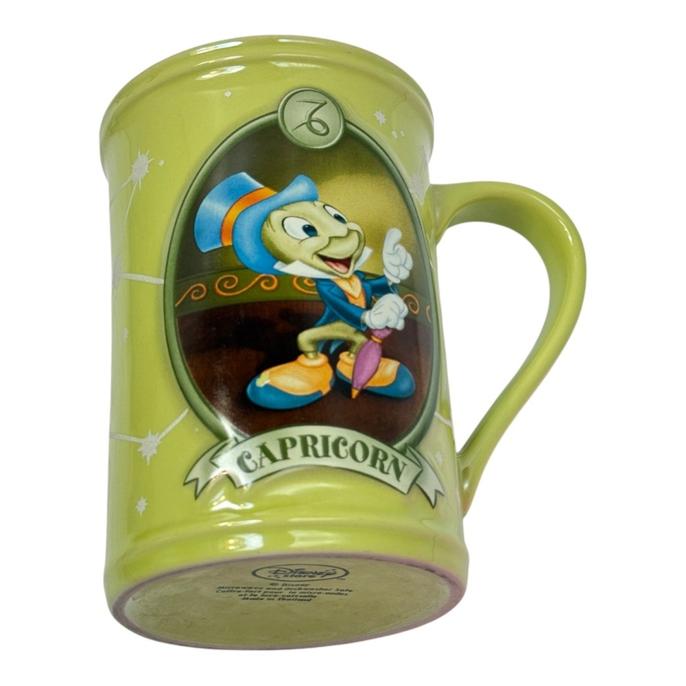 Disney Store Coffee Mug 20 oz Jiminy Cricket Capricorn Green Ceramic c2000